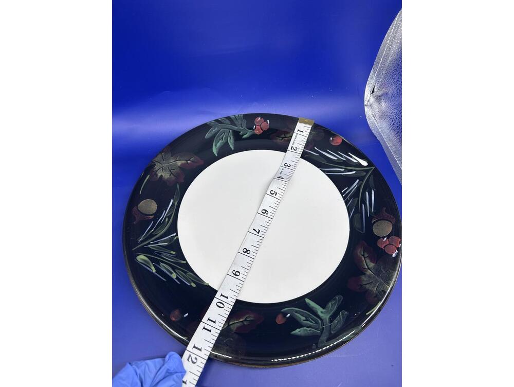 6 VARM Ceramica Venetian Dinner Plates - Made in Italy - Black Floral Fruit - Picture 4 of 9
